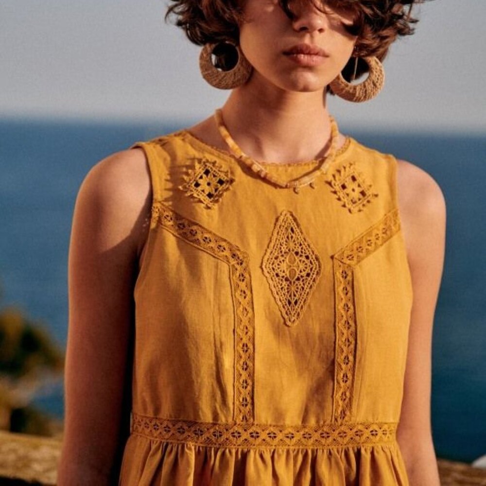 Sezane Zarri Dress Ocre, Size 34